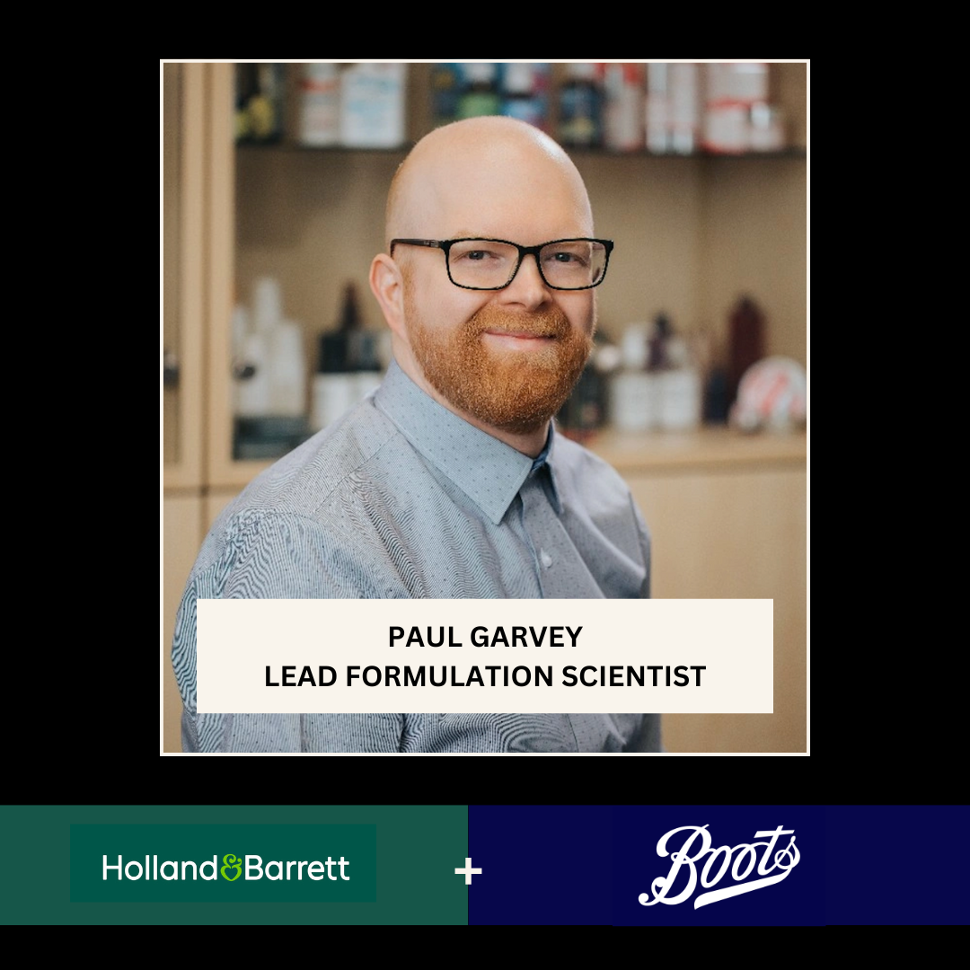 Headshot of lead formulation scientist, previously worked for Boots and Holland and Barrett